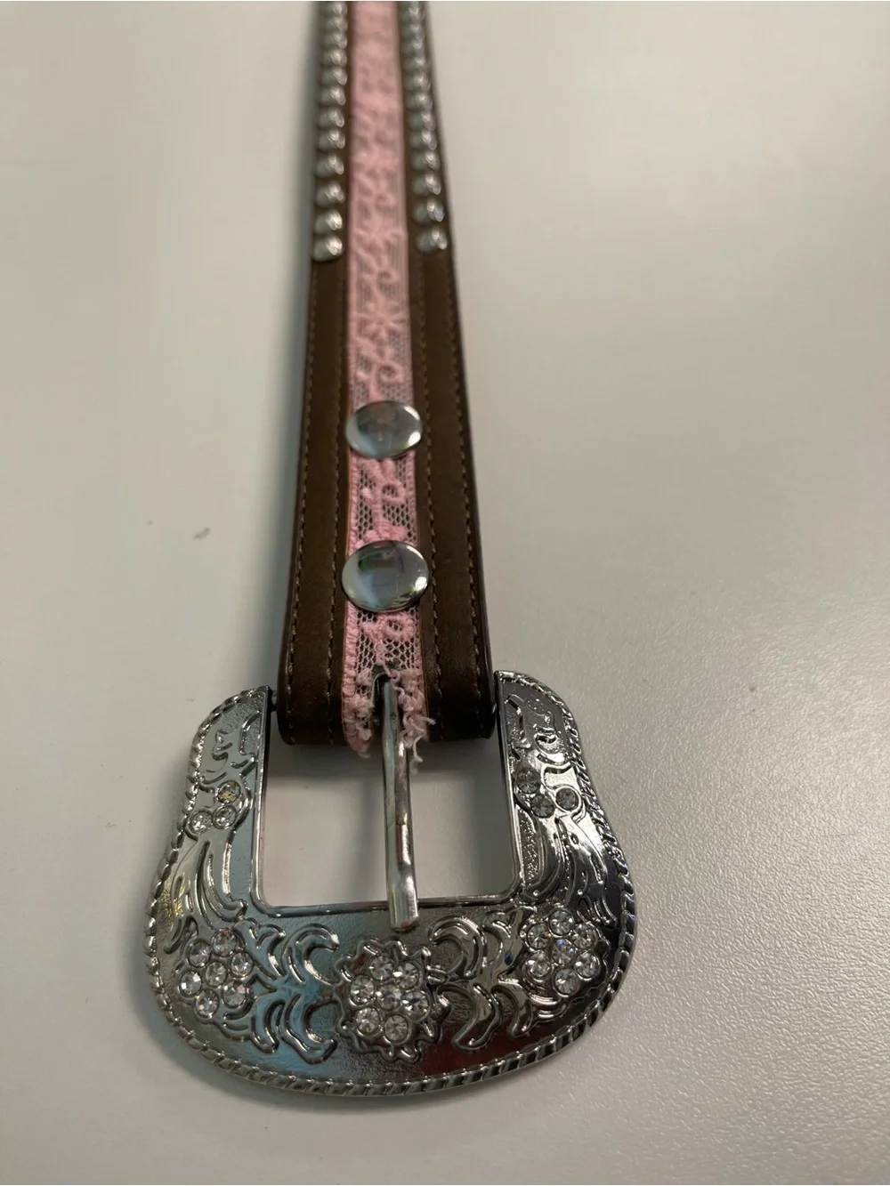 Ariat Kids Pink Studded Western-Style Belt with Decorative Silver Buckle